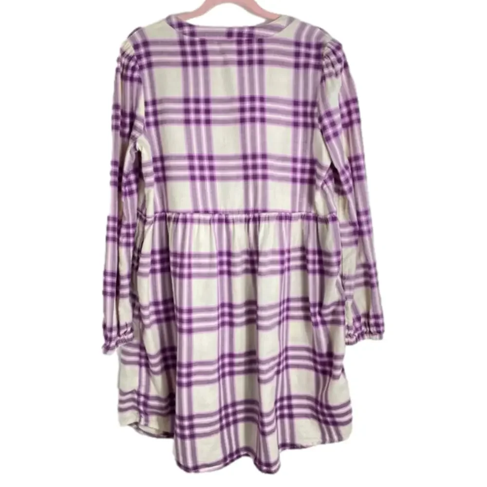 Gap Kids Purple and White Button Down Plaid Dress Size L